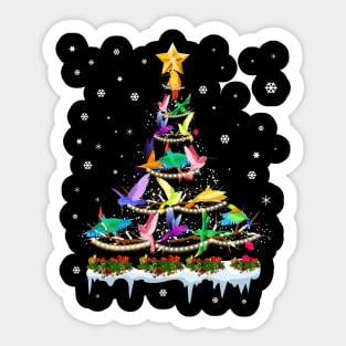 Hummingbirds Christmas Tree Gorgeous Sticker